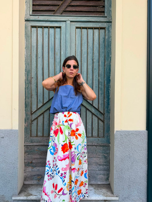 Top Filomena in cotone azzurro
