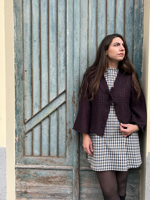 Abito Emilia a quadretti blu e marrone