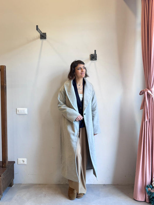 Cappotto Diletta in lana grigio chiaro