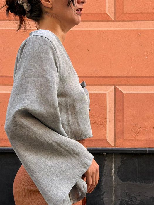 Maglia Alfredo in lino color azzurro polvere