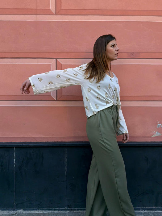 Pantaloni Mia in viscosa verde militare