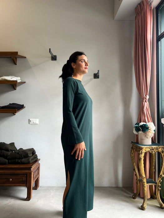 Abito Cristiana lungo verde bottiglia