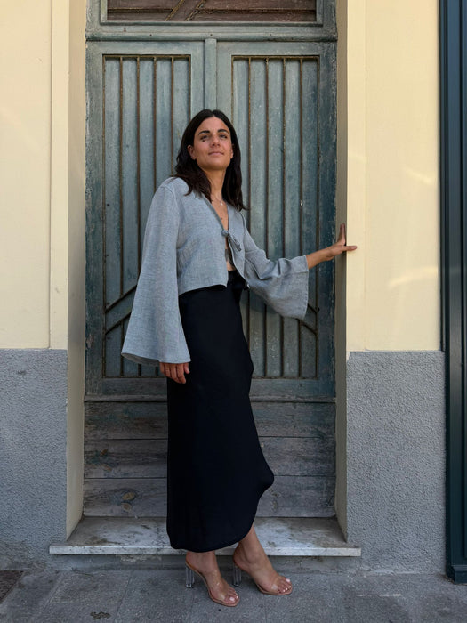 Gonna Matilda in lino e seta nero