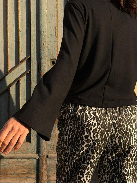 Pantaloni Mia in gabardine leopardato