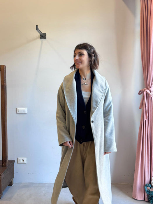 Cappotto Diletta in lana grigio chiaro