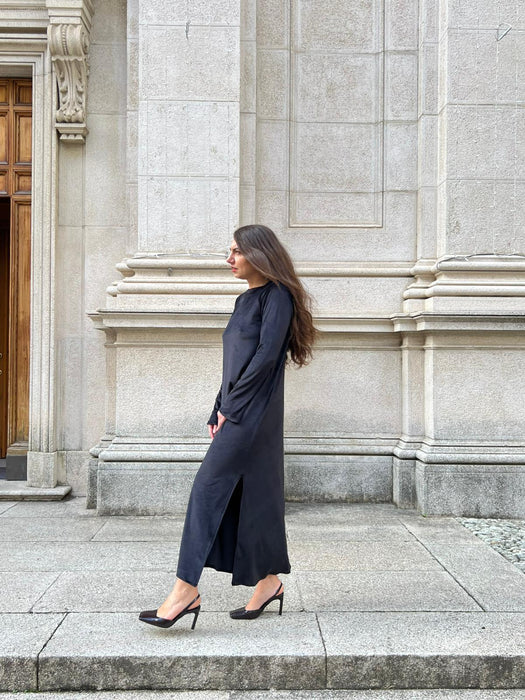 Abito Cristiana lungo in velluto nero