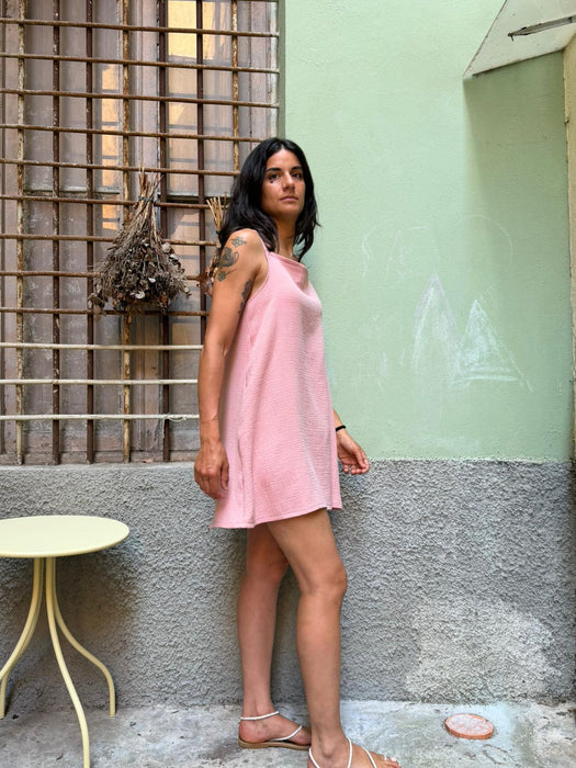 Abito Filomena in mussola rosa