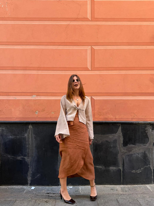 Maglia Alfredo in lino color sabbia