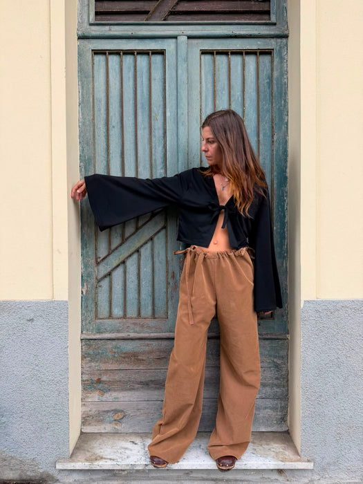 Pantaloni Luigi in cupro cammello