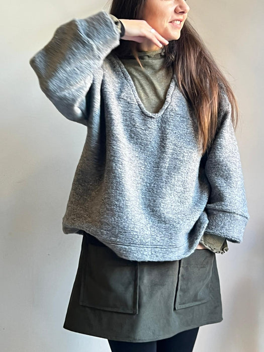 Maglione Amedeo in lana boucle grigio scuro