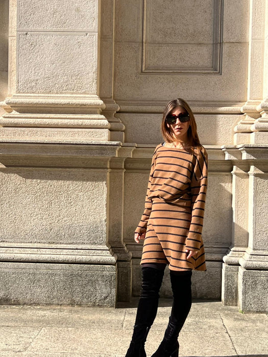 Gonna Costanzina color biscotto a righe nere