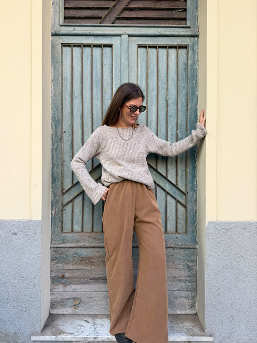 Pantaloni Mia in cupro cammello