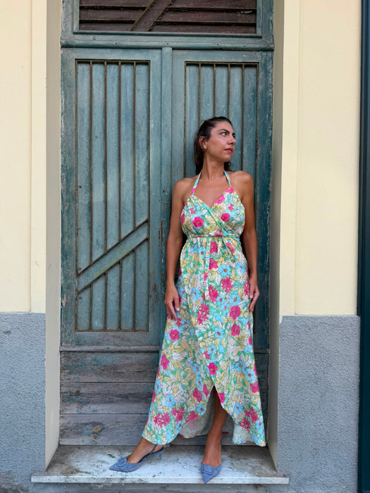 Abito Cesare in viscosa a fiori colorati