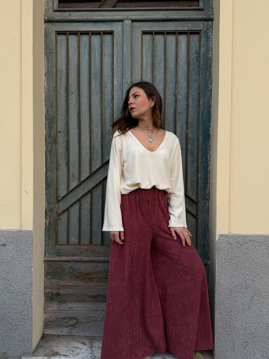 Pantaloni Corrado in spugna color lampone