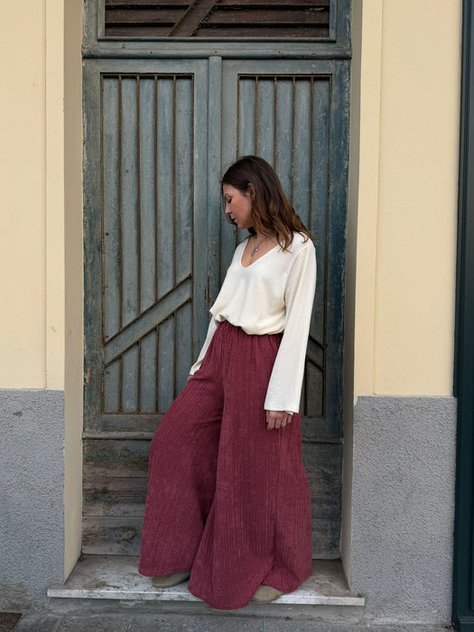 Pantaloni Corrado in spugna color lampone