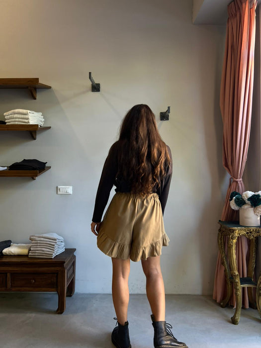 Pantagonna Itana in gabardine di lana biscotto