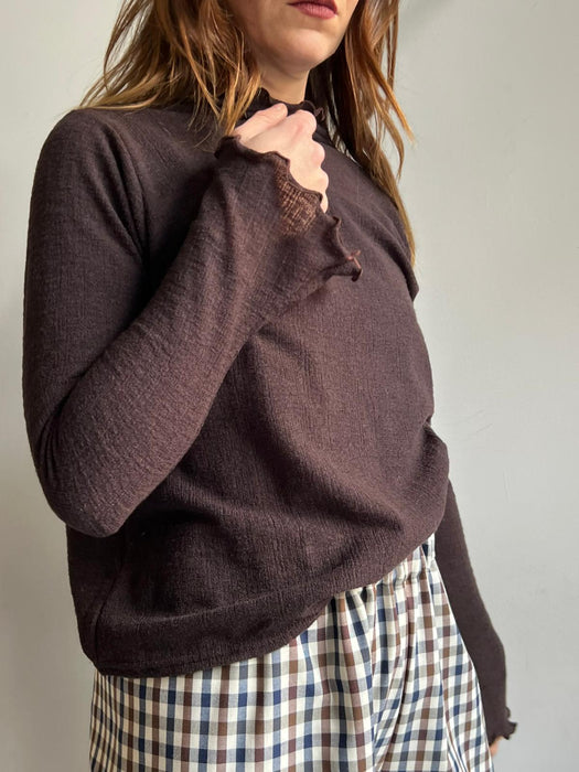 Maglia Nicole in lana sottile marrone