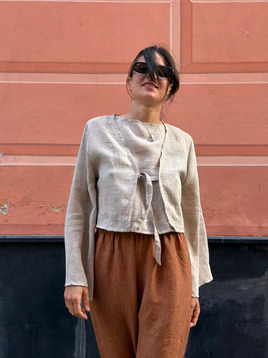 Pantaloni Mia in lino color terracotta
