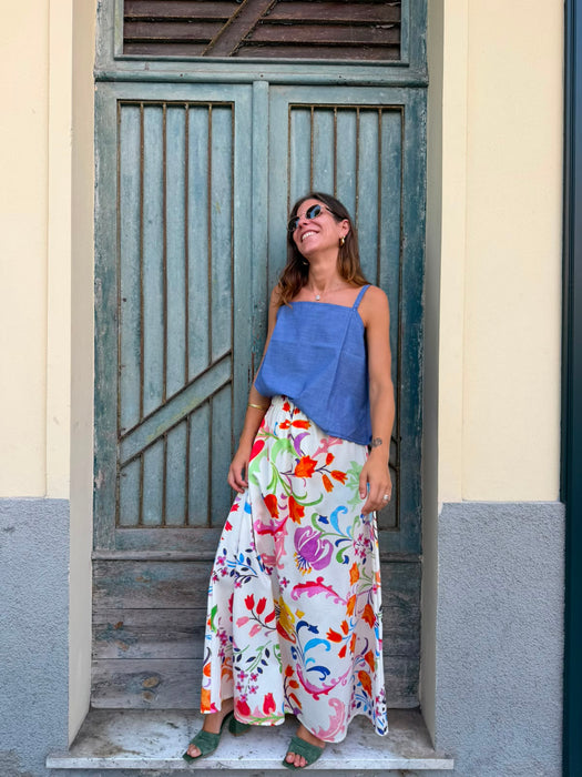 Gonna Anna in cotone fiori colorati