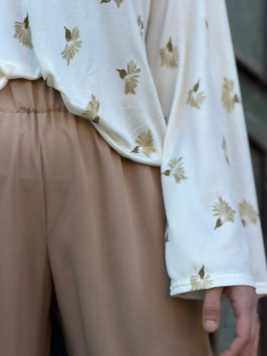 Pantaloni Mia in viscosa color caffellatte