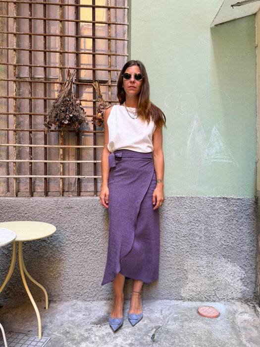 Top Emilia in mussola bianco