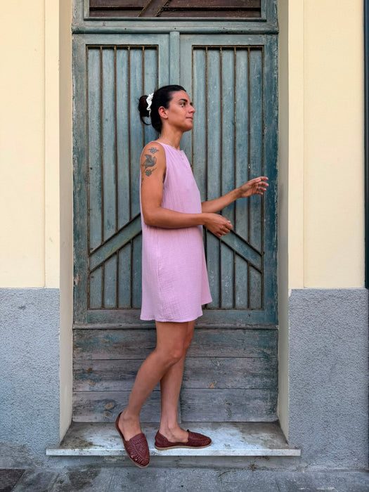 Abito Emilia in mussola rosa malva