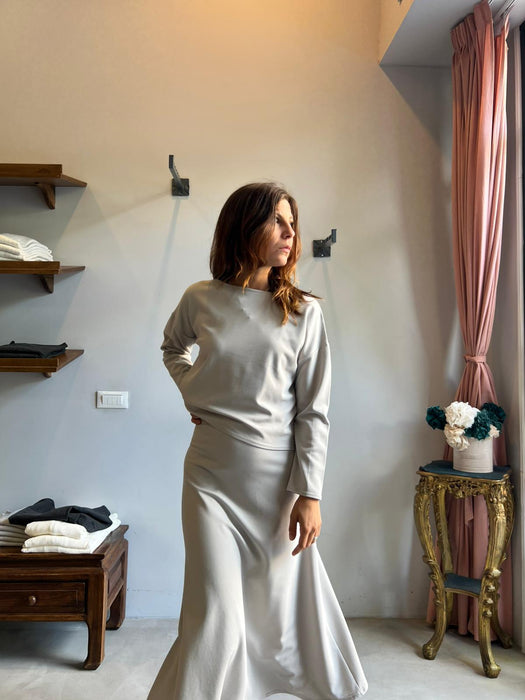 Maglia Deborah in punto Milano color ghiaccio