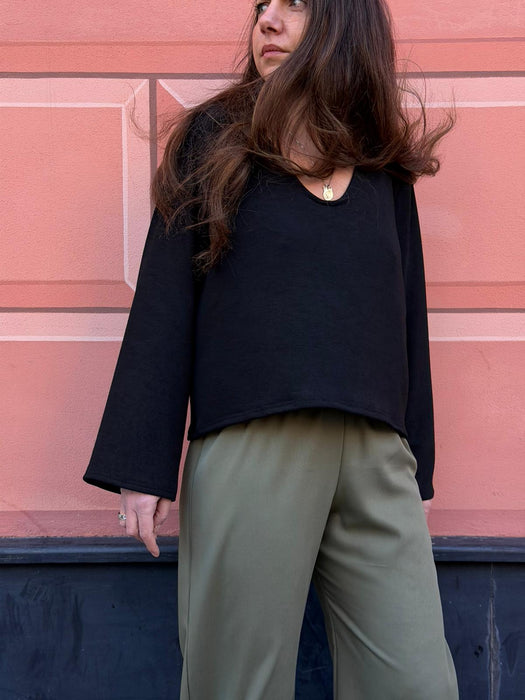 Pantaloni Mia in viscosa verde militare