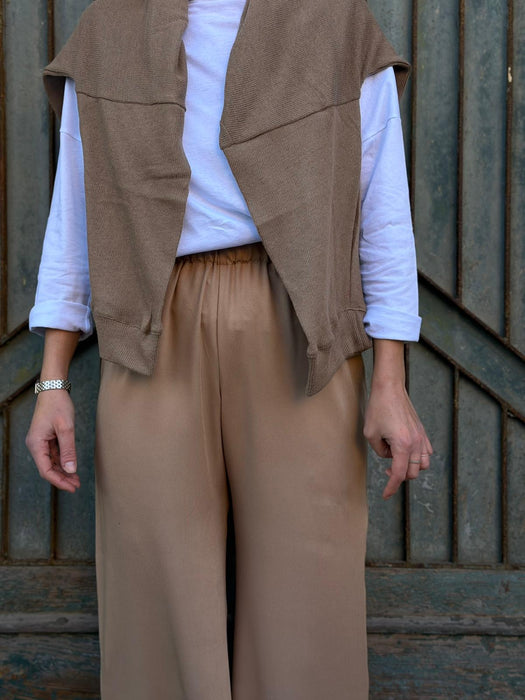 Pantaloni Mia in viscosa color caffellatte
