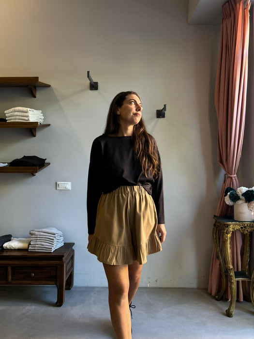 Pantagonna Itana in gabardine di lana biscotto