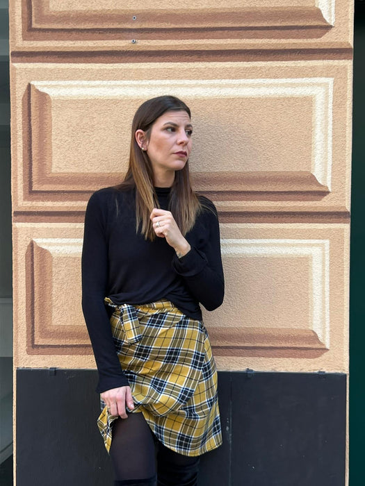 Gonna Matilda corta in lana tartan gialla