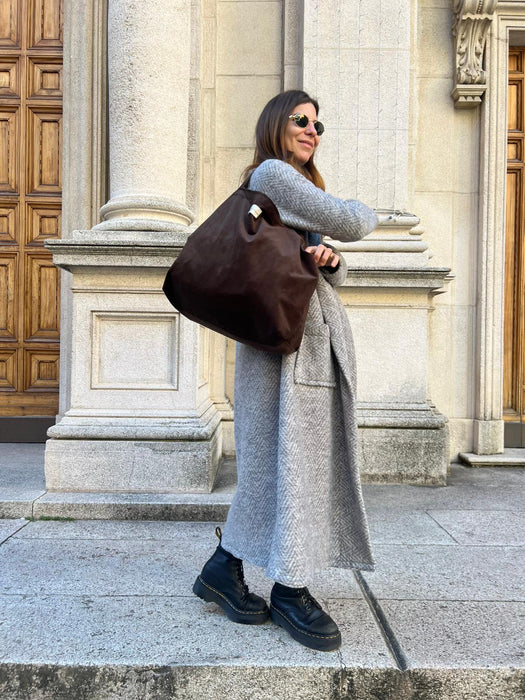 Borsa in velluto marrone