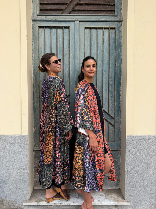 Kimono in velluto in fantasia a fiori