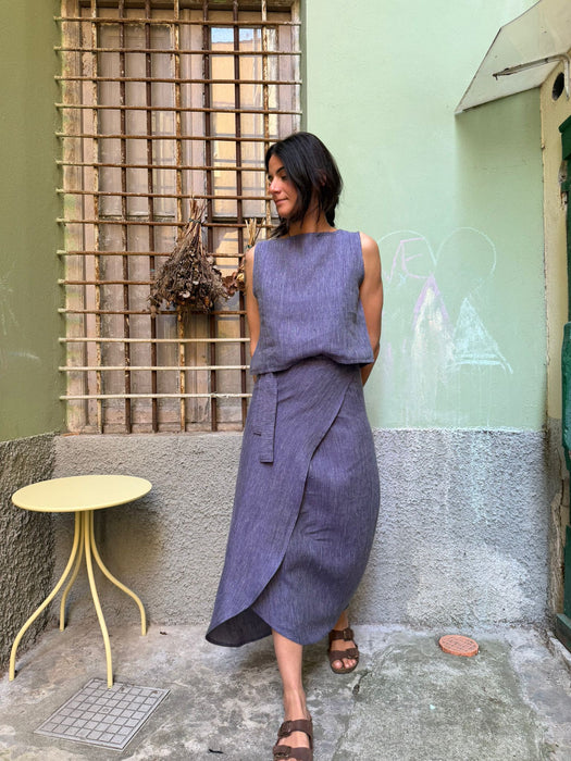 Top Emilia in lino color viola