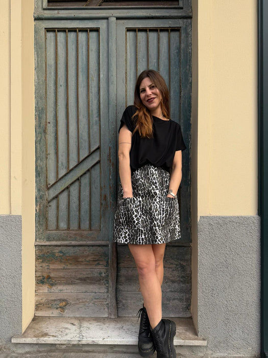 Gonna Luca in gabardine leopardato