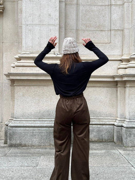 Pantaloni Mia in velluto marrone tabacco