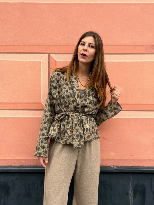 Pantaloni Mia in cashmere beige