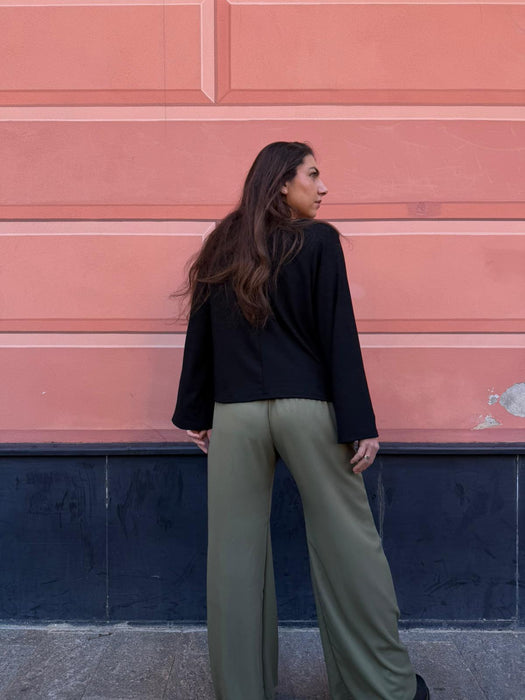 Pantaloni Mia in viscosa verde militare