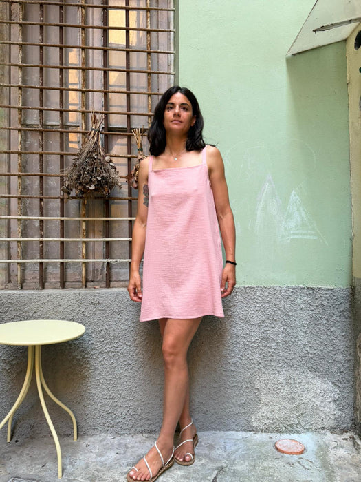 Abito Filomena in mussola rosa