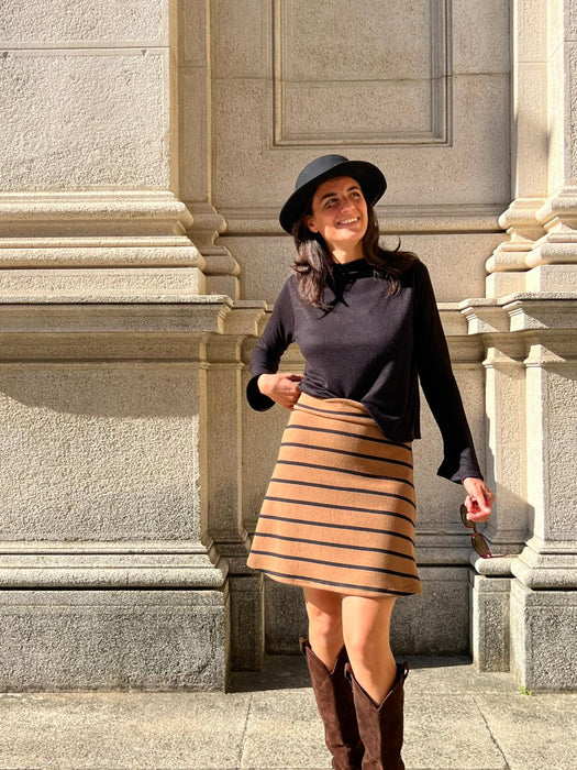 Gonna Costanzina color biscotto a righe nere