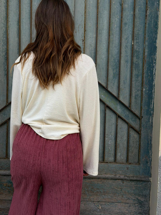 Pantaloni Corrado in spugna color lampone