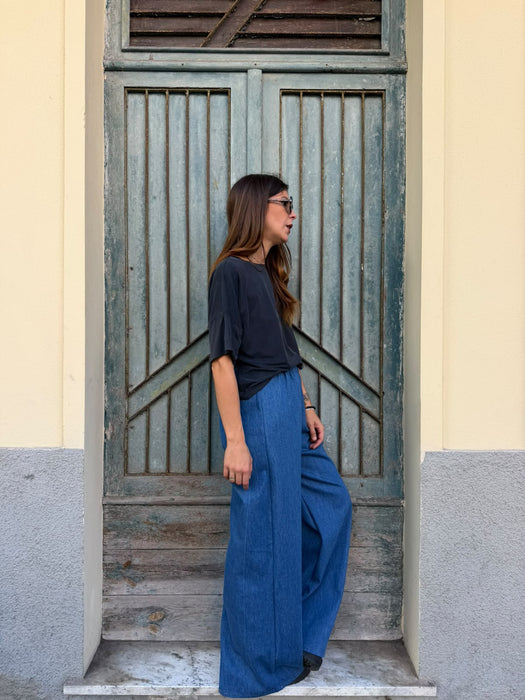 T-shirt Scatoletta in cupro nero/antracite