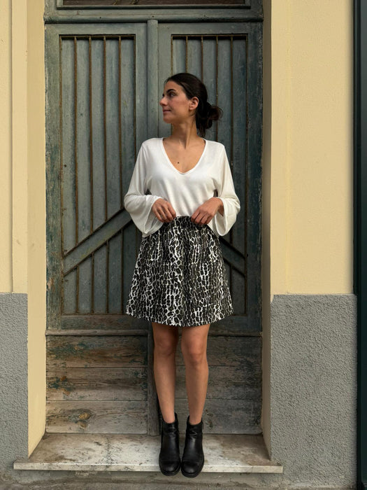 Gonna Luca in gabardine leopardato