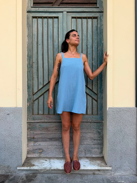 Abito Filomena in mussola azzurra