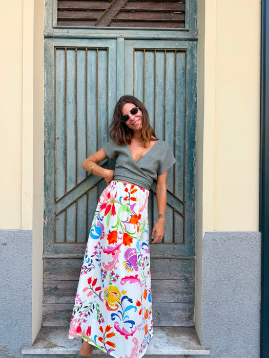 Gonna Anna in cotone fiori colorati