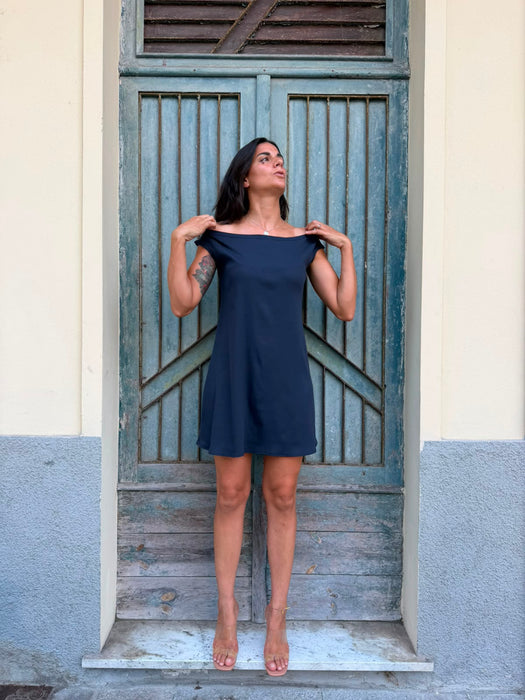 Abito Trubino a costine blu lavagna