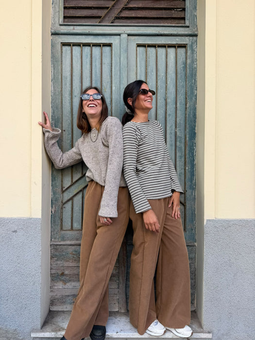 Pantaloni Mia in cupro cammello
