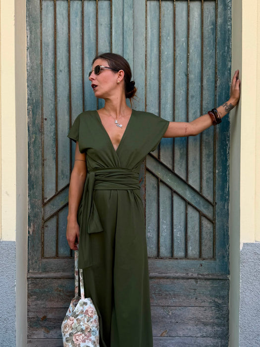 Tuta Magda in jersey verde oliva