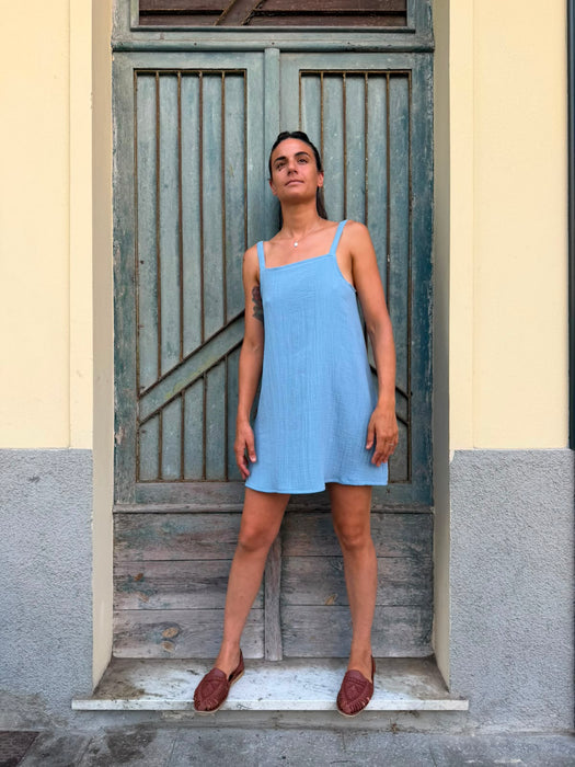Abito Filomena in mussola azzurra