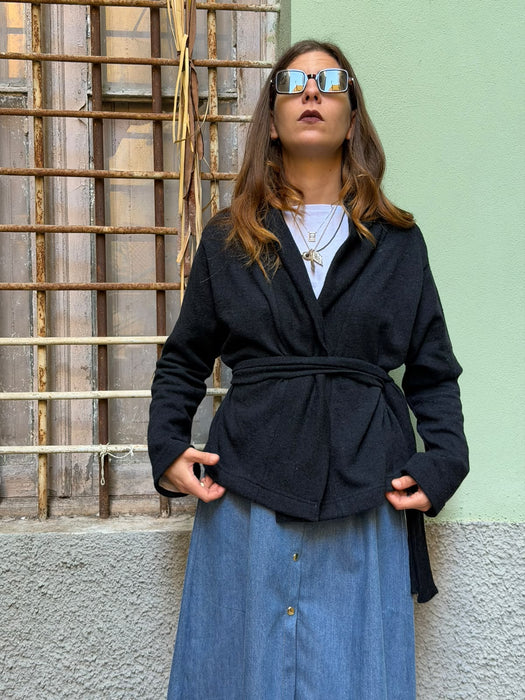 Cardigan Romeo in lana blu notte